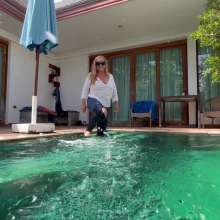 Wet_look_elena: Blue Jeans and Thin White Top in the Pool