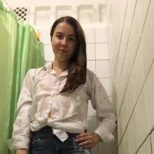 Wet_look_elena: Inna Showers in Blue Jeans and White Shirt