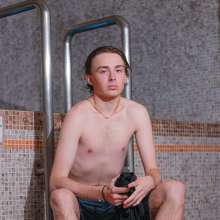 Wet Live Team: Long Haired Guy in a Completely Wet Outfit in the Pool