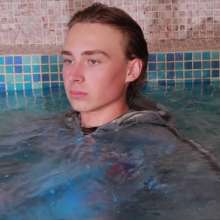 Wet Live Team: Long Haired Guy in a Completely Wet Outfit in the Pool