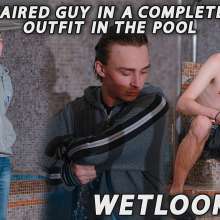 Wet Live Team: Long Haired Guy in a Completely Wet Outfit in the Pool