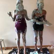 XXXMESS: Messy Milfs Sloptober 25th video available!  Dressed up and pied!