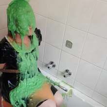 Thefetishgirl: PVC Maids Dress, Bondage and Sliming
