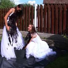 Lara_eurowam: Trash the Dress with Slime Came True with Reka and Andrea