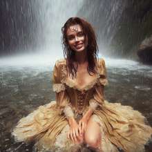 Wetmaxiskirts: Glamour AI Wetlook: wet+muddy elegant Victorian gowns (Bing Image Creator)