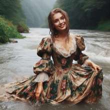 Wetmaxiskirts: Glamour AI Wetlook: wet+muddy elegant Victorian gowns (Bing Image Creator)
