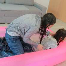 Wet Live Team: 2 Girlfriends Having Fun in Home Pool--wetlook Boobs