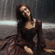 Wetmaxiskirts: Glamour AI Wetlook: wet+muddy elegant Victorian gowns (Bing Image Creator)