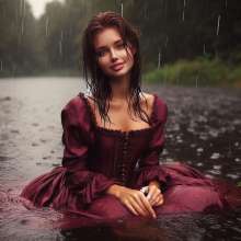 Wetmaxiskirts: Glamour AI Wetlook: wet+muddy elegant Victorian gowns (Bing Image Creator)