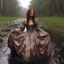 Wetmaxiskirts: Glamour AI Wetlook: wet+muddy elegant Victorian gowns (Bing Image Creator)