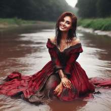 Wetmaxiskirts: Glamour AI Wetlook: wet+muddy elegant Victorian gowns (Bing Image Creator)