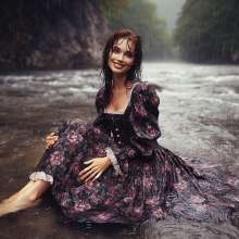 Wetmaxiskirts: Glamour AI Wetlook: wet+muddy elegant Victorian gowns (Bing Image Creator)