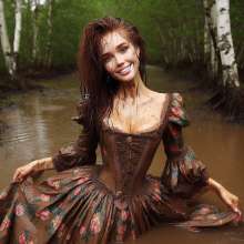 Wetmaxiskirts: Glamour AI Wetlook: wet+muddy elegant Victorian gowns (Bing Image Creator)