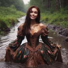 Wetmaxiskirts: Glamour AI Wetlook: wet+muddy elegant Victorian gowns (Bing Image Creator)
