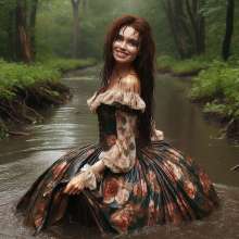 Wetmaxiskirts: Glamour AI Wetlook: wet+muddy elegant Victorian gowns (Bing Image Creator)