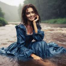 Wetmaxiskirts: Glamour AI Wetlook: wet+muddy elegant Victorian gowns (Bing Image Creator)