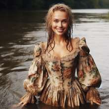 Wetmaxiskirts: Glamour AI Wetlook: wet+muddy elegant Victorian gowns (Bing Image Creator)