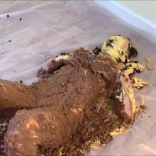 RevSlymsford: Allison Lies Down + Takes 20 Thrown Pies In Purple Dress
