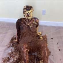RevSlymsford: Allison Lies Down + Takes 20 Thrown Pies In Purple Dress