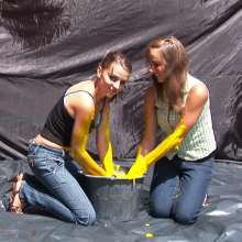 Lara_eurowam: Andreea and Reka Had Fun with Yello Slime Again-T597c3
