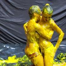 Lara_eurowam: Andreea and Reka Had Fun with Yello Slime Again-T597c3