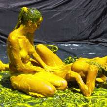 Lara_eurowam: Andreea and Reka Had Fun with Yello Slime Again-T597c3