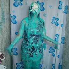 AngieWAM: Angie Takes a Bath After Getting Messy in Leather Skirt