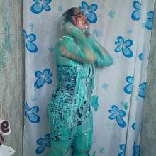 AngieWAM: Angie Takes a Bath After Getting Messy in Leather Skirt