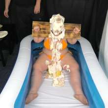 CheekyLuna: CheekyLuna's Pied And Gunged In Stocks And Tie Side Bikini