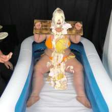 CheekyLuna: CheekyLuna's Pied And Gunged In Stocks And Tie Side Bikini