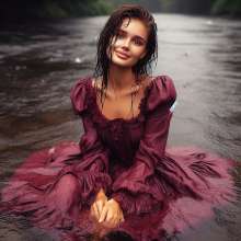 Wetmaxiskirts: Glamour AI Wetlook: wet+muddy elegant Victorian gowns (Bing Image Creator)
