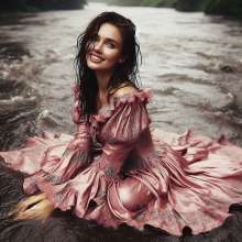 Wetmaxiskirts: Glamour AI Wetlook: wet+muddy elegant Victorian gowns (Bing Image Creator)
