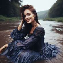 Wetmaxiskirts: Glamour AI Wetlook: wet+muddy elegant Victorian gowns (Bing Image Creator)