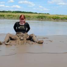 DungeonMasterOne: Miss Abigail's Black Shiny Shorts Mudbath