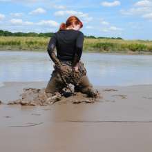 DungeonMasterOne: Miss Abigail's Black Shiny Shorts Mudbath