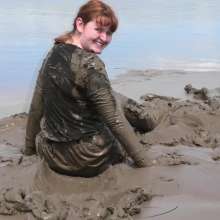 DungeonMasterOne: Miss Abigail's Black Shiny Shorts Mudbath