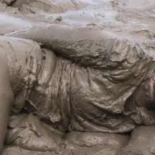 DungeonMasterOne: Miss Abigail's Black Shiny Shorts Mudbath