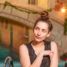 Wet Live Team: Natashka Swam in a Dress and Jacket in the Pool