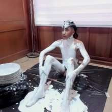 MessyGuys: New Guy Hairy Brandon Plays with a White Paint Bucket