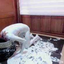 MessyGuys: New Guy Hairy Brandon Plays with a White Paint Bucket