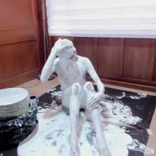 MessyGuys: New Guy Hairy Brandon Plays with a White Paint Bucket