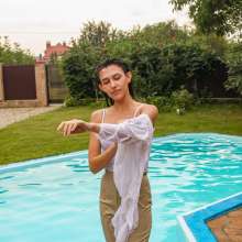 wet.look.me: Wetlook girl gets wet in Office Clothes and heels | Wetlook.biz