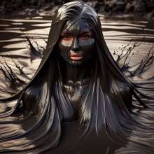 splathair2020: AI Women in dark slippery mud =)
