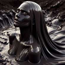 splathair2020: AI Women in dark slippery mud =)