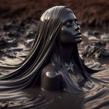 splathair2020: AI Women in dark slippery mud =)