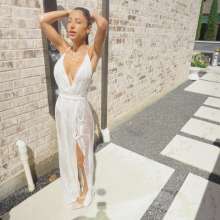 WetlookFashion: Charlie Gets Wet in White Satin
