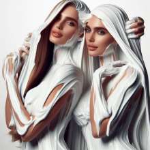 splathair2020: AI 2 women in shaving cream