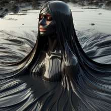 splathair2020: AI Women in dark slippery mud =)