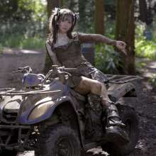 RSSRuinStreetStyle: Tokyo Jirai Girl Rides Muddy ATV Wearing Denim Mini Skirt