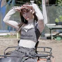 RSSRuinStreetStyle: Tokyo Jirai Girl Rides Muddy ATV Wearing Denim Mini Skirt